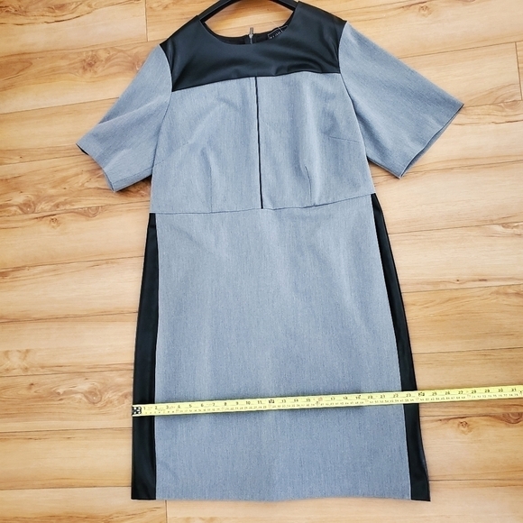 ELOQUII Women Premier Bi-Stretch Faux Leather Mix Work Dress Size 20 Grey - Picture 16 of 16
